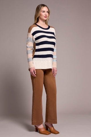 Tribal Womens Soft Knit Combo Boat Neck Sweater
