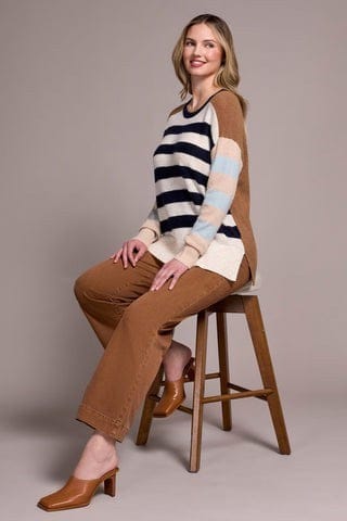 Load image into Gallery viewer, Tribal Womens Soft Knit Combo Boat Neck Sweater
