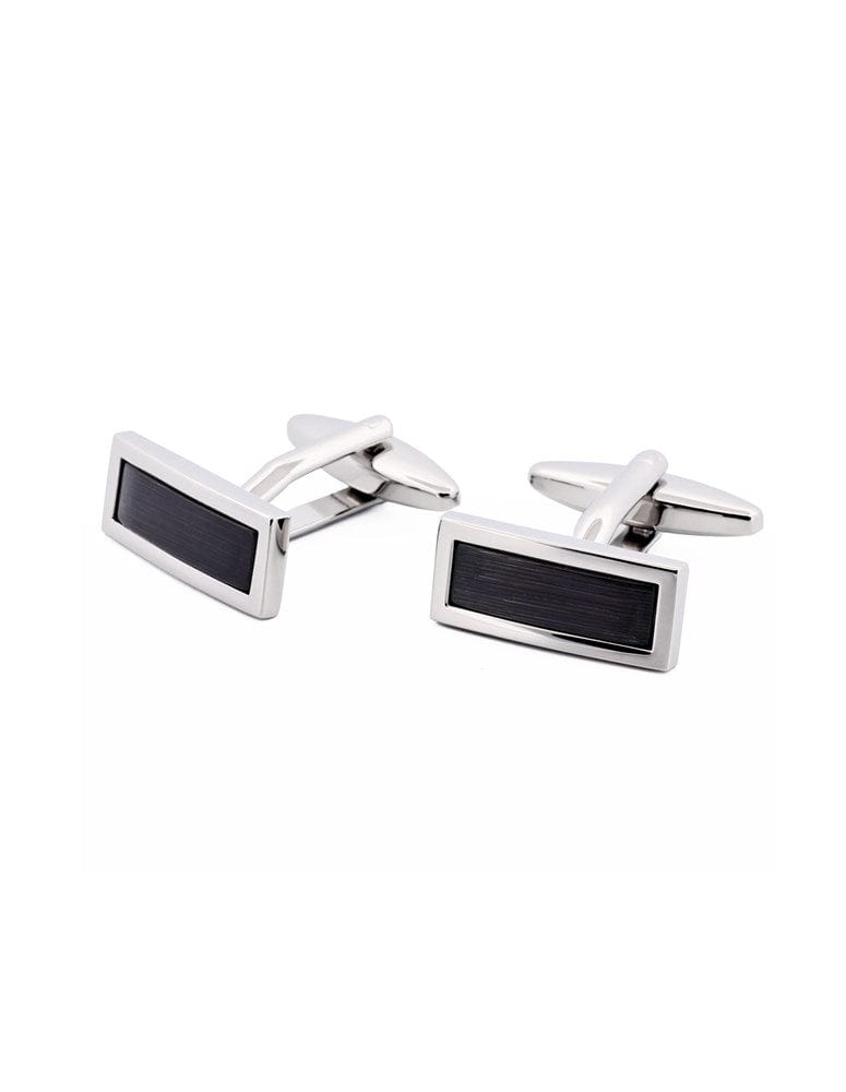 Load image into Gallery viewer, Cudworth Mens Cats Eye Rectangular Black Cufflinks
