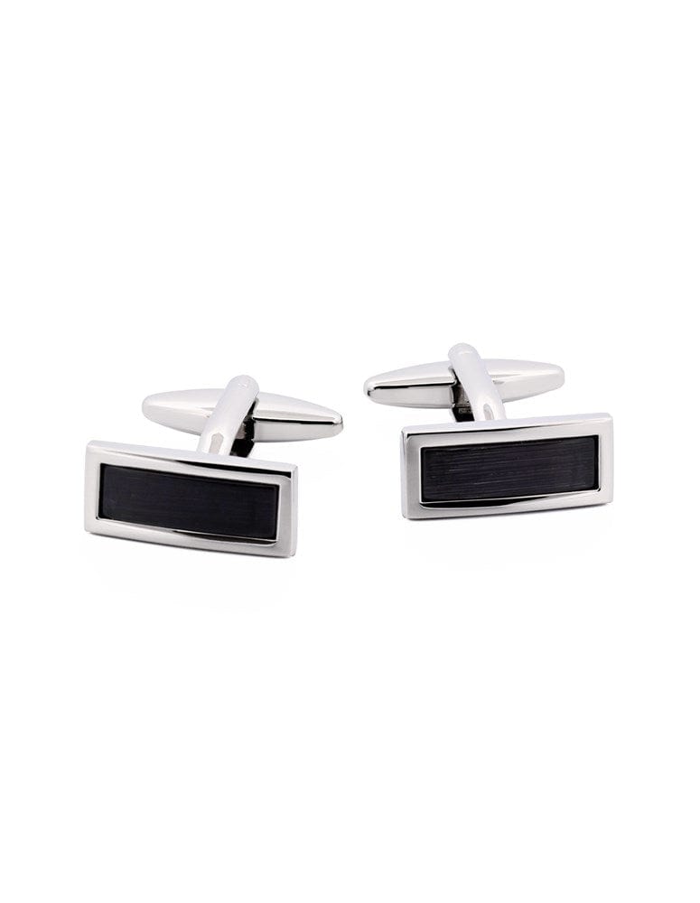 Load image into Gallery viewer, Cudworth Mens Cats Eye Rectangular Black Cufflinks
