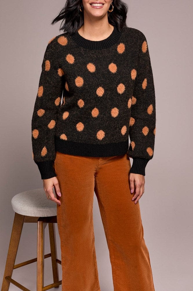 Load image into Gallery viewer, Tribal Womens Long Sleeve Crew Neck Polka Dot Sweater

