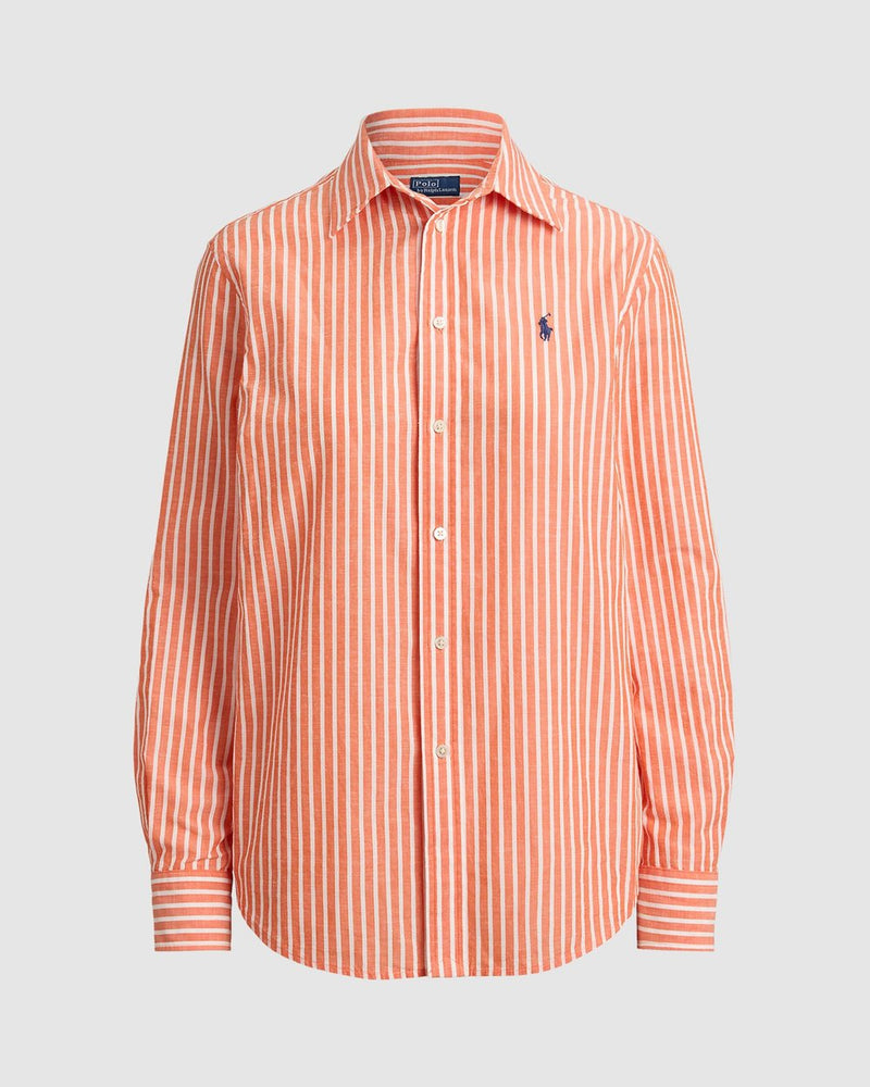 Load image into Gallery viewer, Polo Ralph Lauren Womens Classic Fit Striped Cotton/Linen Shirt
