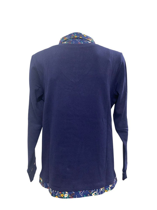 Murals Womens Collard Fleece Jumper - Navy Floral