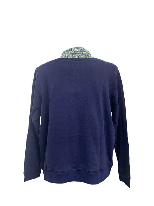 Murals Womens Collard Fleece Deep V-Neck Jumper - Navy