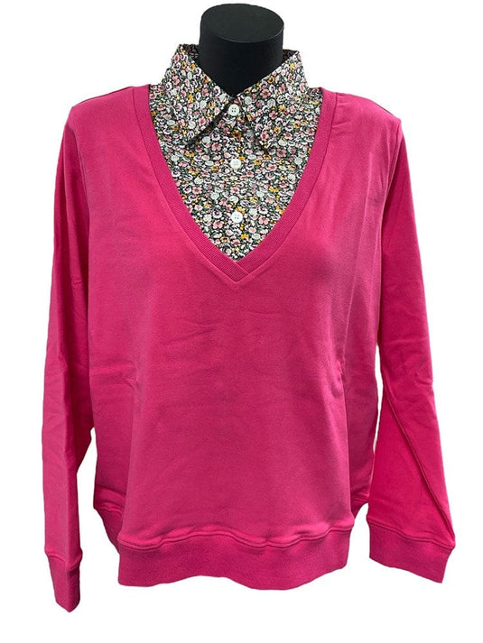 Murals Womens Collard Fleece Deep V-Neck Jumper - Navy