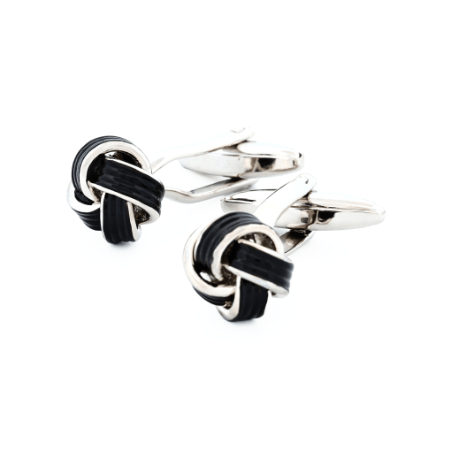 Cudworth Rhodium & Black Knot Enamel Cufflinks