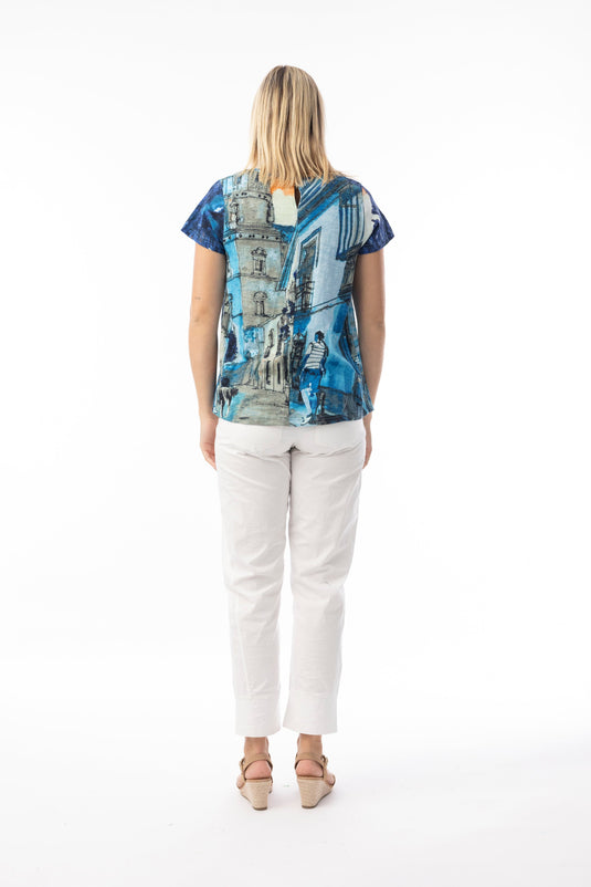 Orientique Womens T-Shirt Contemporary V - Tower Blue