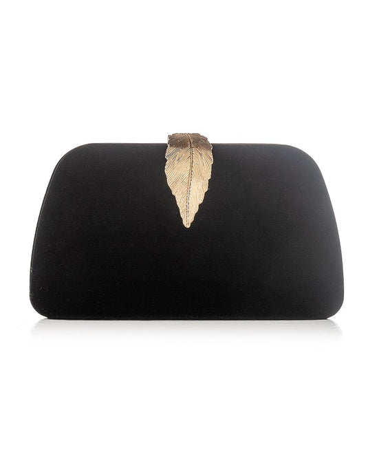 Gregory Ladner Womens Velvet Clutch with Leaf Clasp