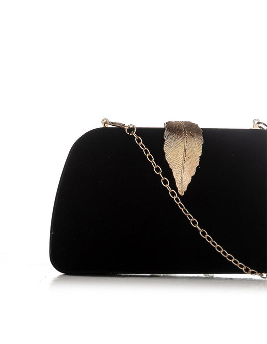 Gregory Ladner Womens Velvet Clutch with Leaf Clasp