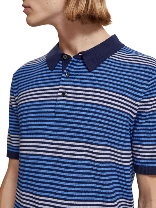 Scotch & Soda Mens Structured Stripe Knitted Polo