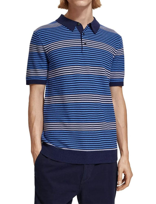 Scotch & Soda Mens Structured Stripe Knitted Polo