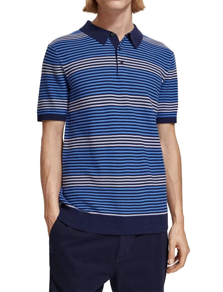 Load image into Gallery viewer, Scotch &amp; Soda Mens Structured Stripe Knitted Polo
