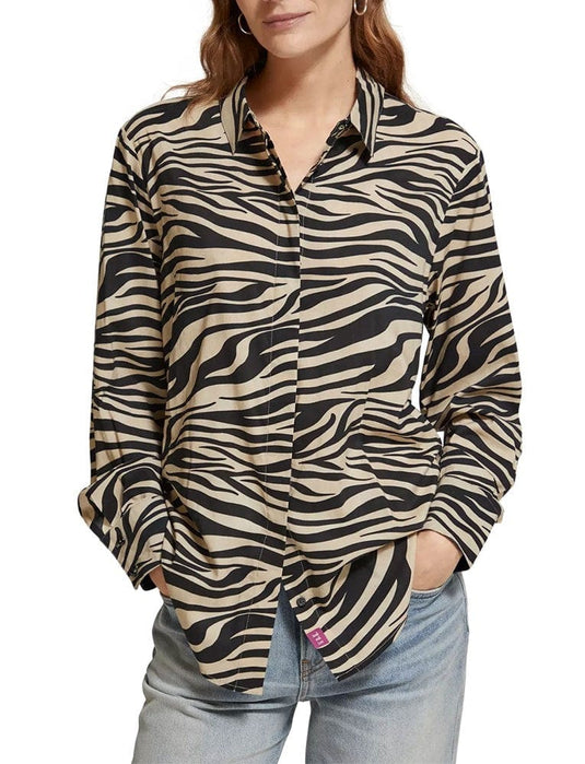 Scotch & Soda Womens Relaxed Fit Shirt-Animal Print