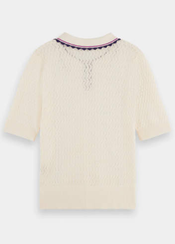 Scotch & Soda Womens Pointelle Collared Knitted Tee