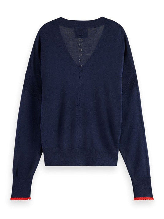 Scotch & Soda Womens Relaxed V-neck Pullover - Night