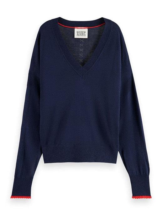 Scotch & Soda Womens Relaxed V-neck Pullover - Night