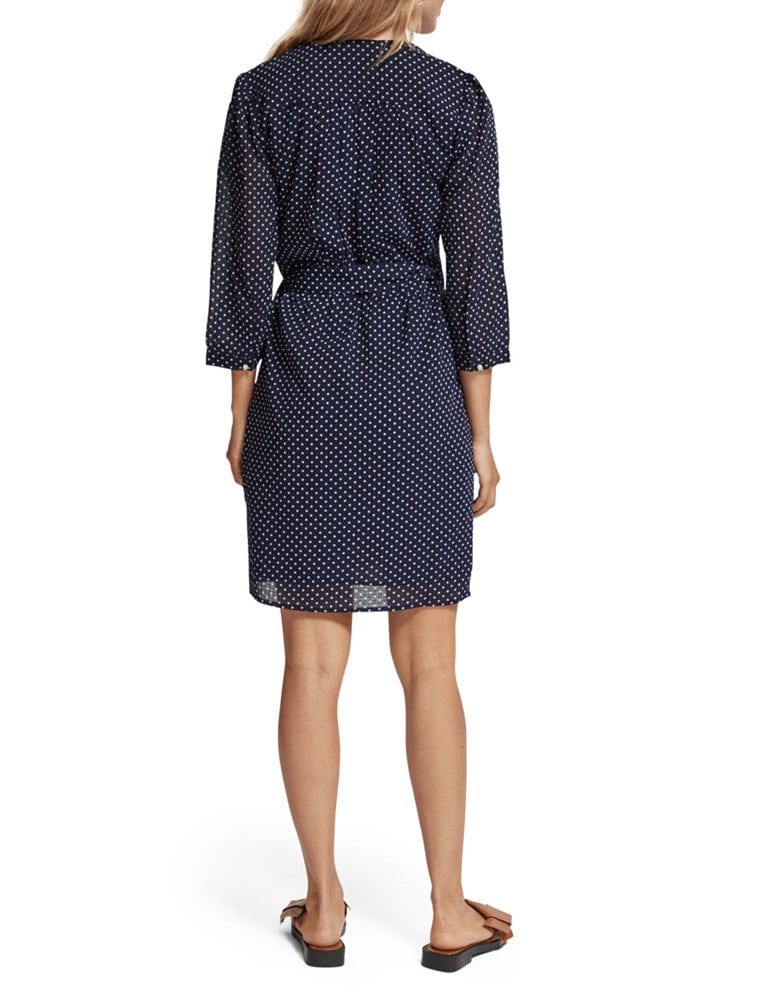 Load image into Gallery viewer, Scotch &amp; Soda Womens Polka Navy Mini Wrap Dress
