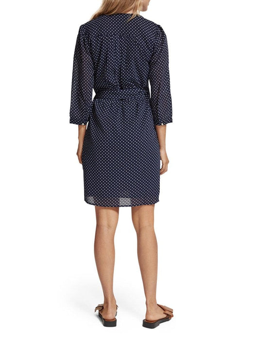 Scotch & Soda Womens Polka Navy Mini Wrap Dress