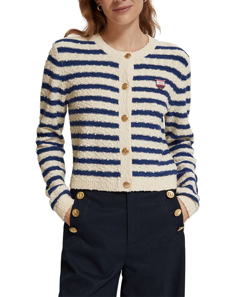 Load image into Gallery viewer, Scotch &amp; Soda Womens Textured Breton Stripe Cardi
