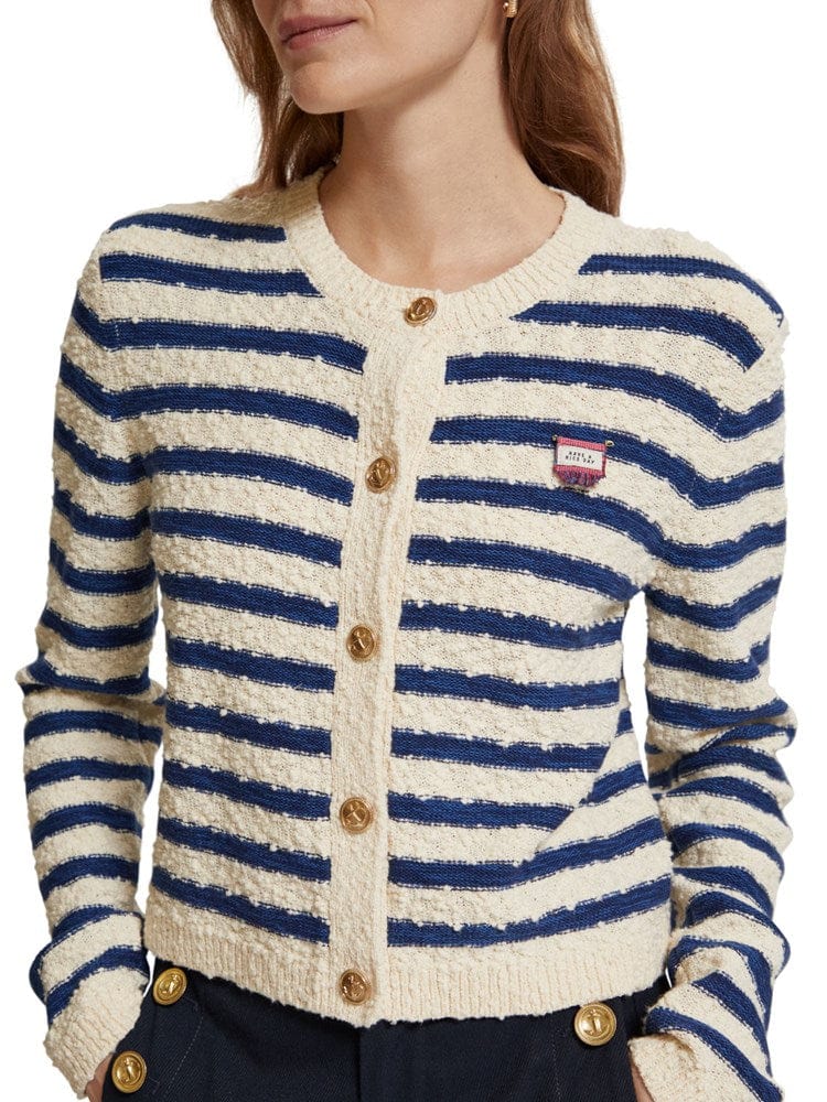 Load image into Gallery viewer, Scotch &amp; Soda Womens Textured Breton Stripe Cardi
