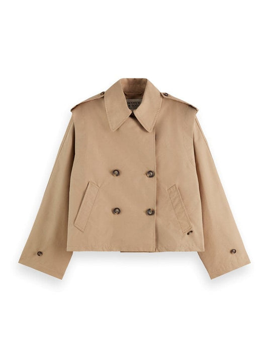 Scotch & Soda Womens Cotton Blend Short Trenchcoat