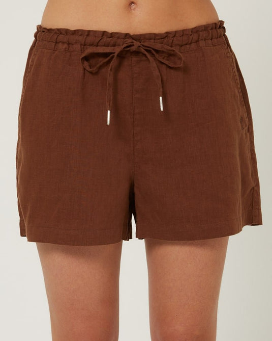 Pilbara Womens Olivia Linen Shorts - Cocoa Brown