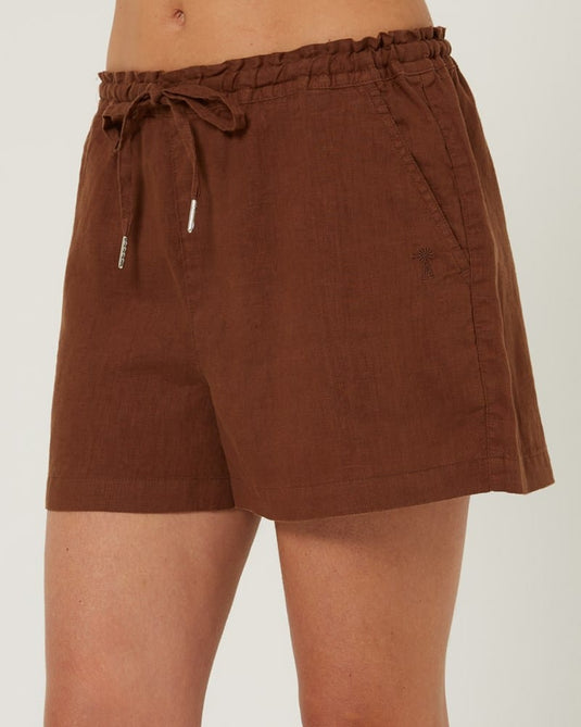 Pilbara Womens Olivia Linen Shorts - Cocoa Brown
