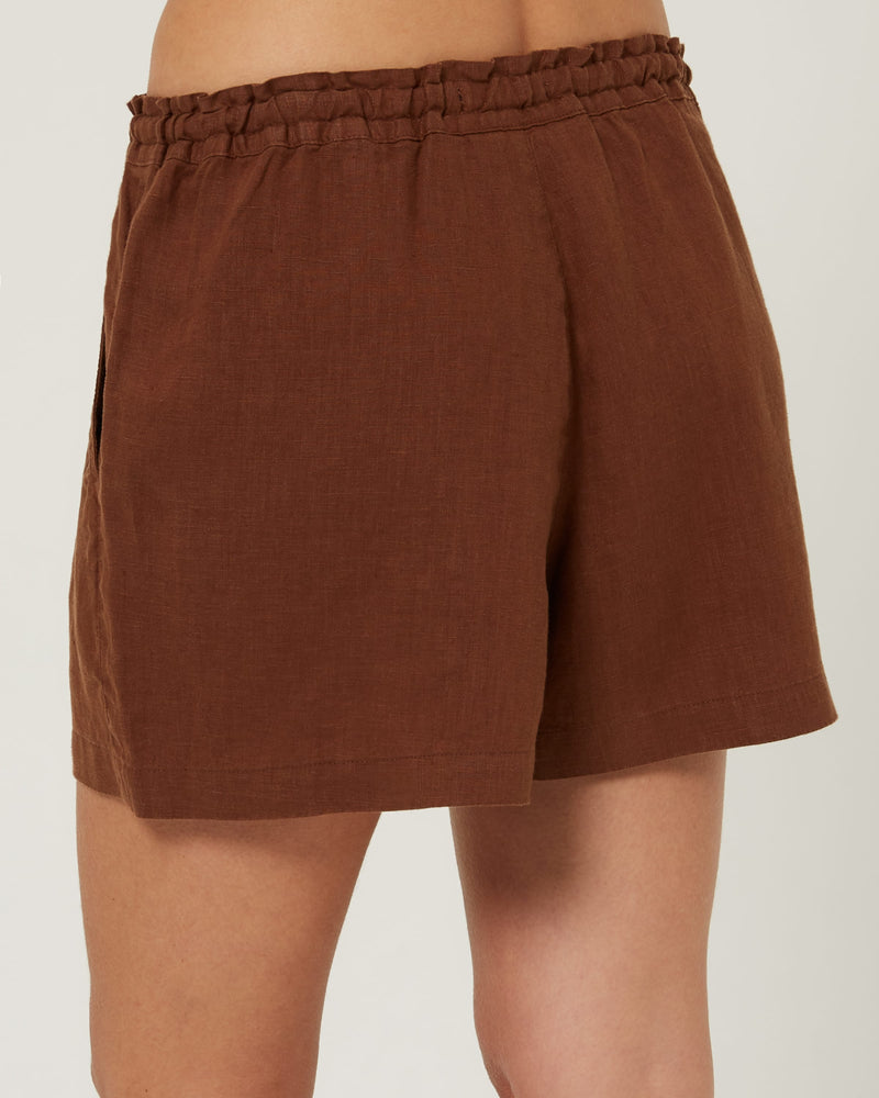 Load image into Gallery viewer, Pilbara Womens Olivia Linen Shorts - Cocoa Brown
