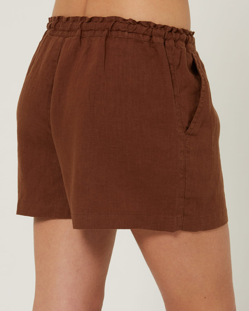 Load image into Gallery viewer, Pilbara Womens Olivia Linen Shorts - Cocoa Brown
