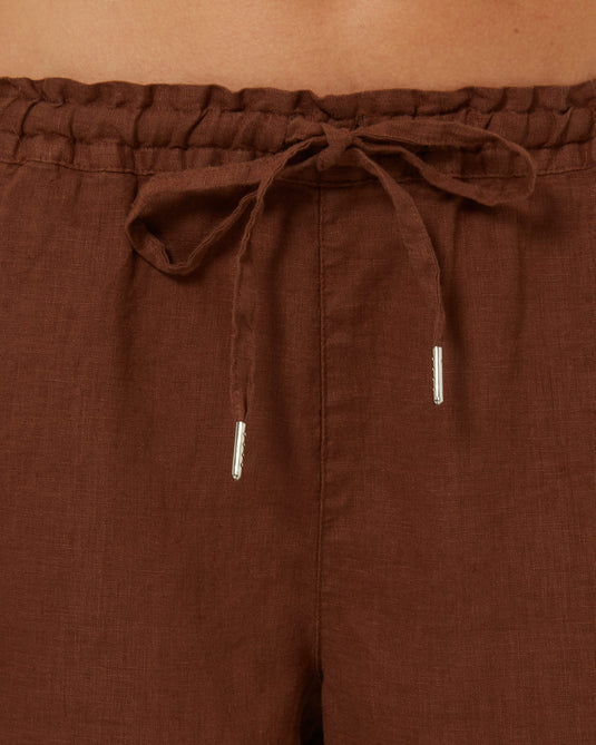 Pilbara Womens Olivia Linen Shorts - Cocoa Brown