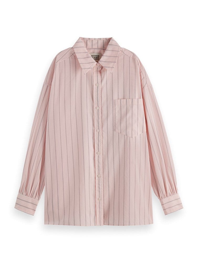 Load image into Gallery viewer, Scotch &amp; Soda Womens Pinstriped Girlfriend Poplin Shirt
