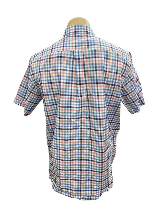 Country Tradition Mens James Short Sleeve Shirt - Blue/Navy/Pink