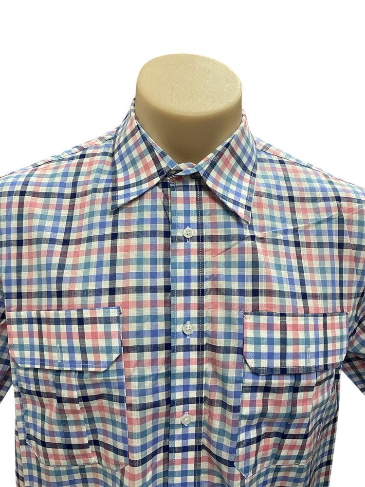 Load image into Gallery viewer, Country Tradition Mens James Short Sleeve Shirt - Blue/Navy/Pink
