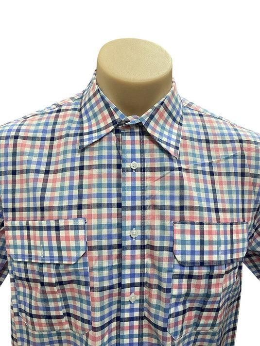 Country Tradition Mens James Short Sleeve Shirt - Blue/Navy/Pink