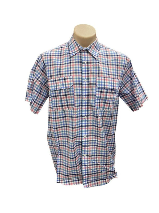 Country Tradition Mens James Short Sleeve Shirt - Blue/Navy/Pink