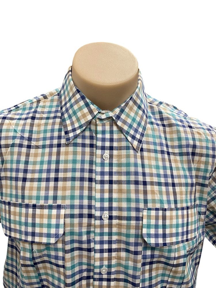Load image into Gallery viewer, Country Tradition Mens James Short Sleeve Shirt - Mint/Navy/Tan
