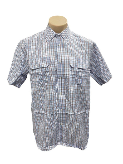 Country Tradition Mens Garry Short Sleeve Shirt - Red/Blue