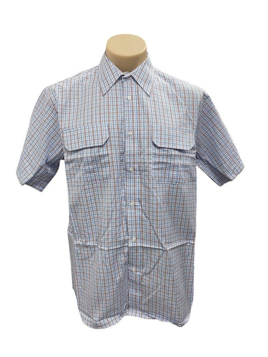 Country Tradition Mens Garry Short Sleeve Shirt - Red/Blue