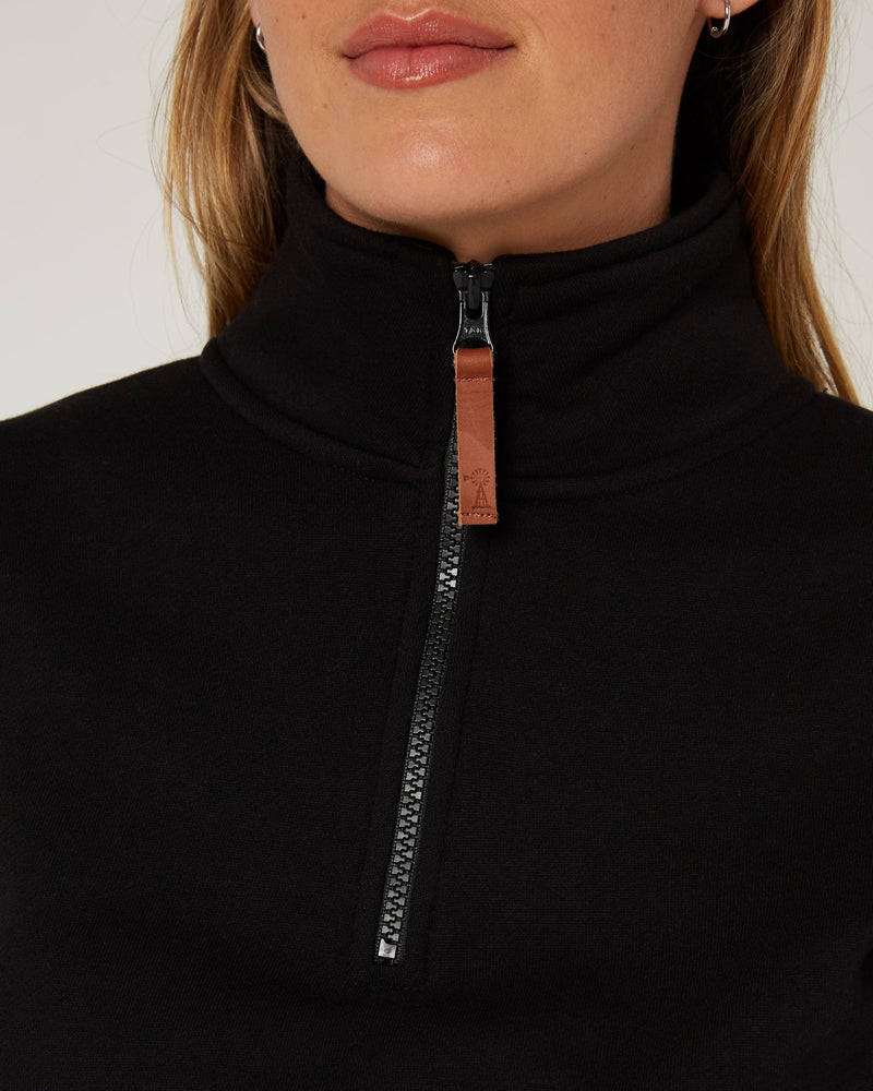 Load image into Gallery viewer, Pilbara Womens Classic Zipper Closed Front Fleece Pullover - Black
