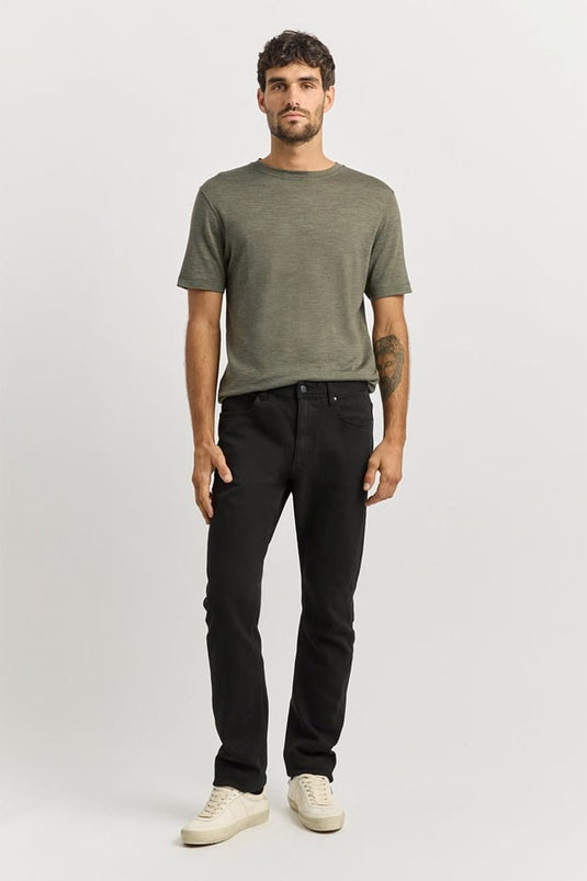 Toorallie Mens Regular Merino-Denim Jeans - Black