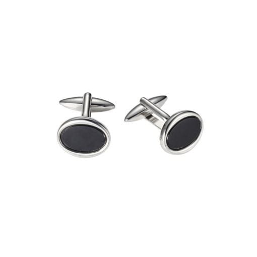 Cudworth Stainless Steel & Onyx Oval Cufflinks