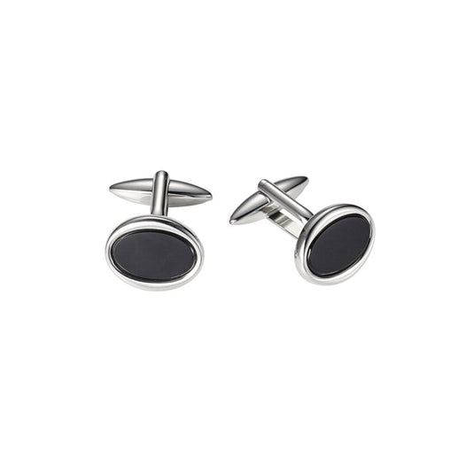 Cudworth Stainless Steel & Onyx Oval Cufflinks