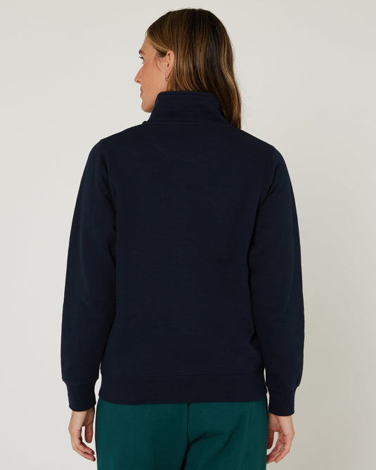 Pilbara Womens Zipper Closed Front Fleece Pullover - French Navy