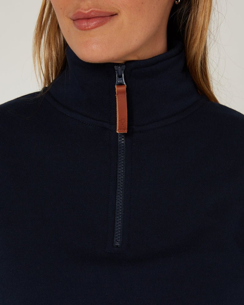 Load image into Gallery viewer, Pilbara Womens Zipper Closed Front Fleece Pullover - French Navy
