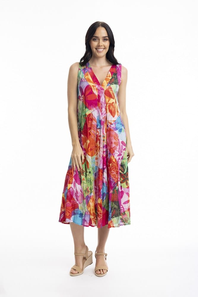 Load image into Gallery viewer, Orientique Womens Jozani Gathered V Neckline Dress
