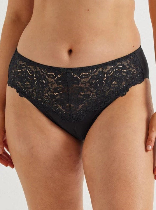 Kayser Womens Daily Essentials Stretch Lace & Cotton Hi-Cut - Black