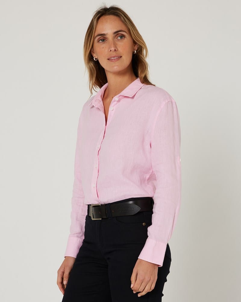 Load image into Gallery viewer, Pilbara Womens Florence Classic Linen Shirt - Pink
