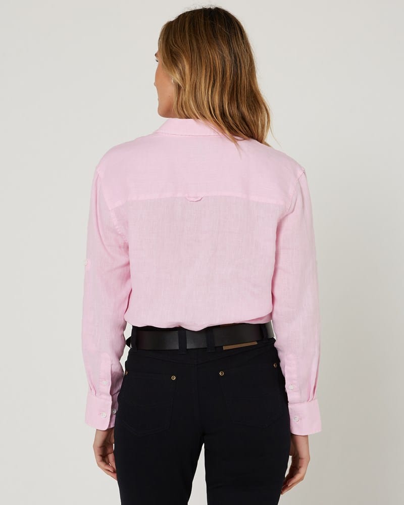 Load image into Gallery viewer, Pilbara Womens Florence Classic Linen Shirt - Pink
