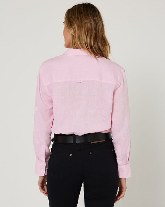 Pilbara Womens Florence Classic Linen Shirt - Pink