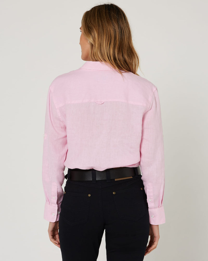 Load image into Gallery viewer, Pilbara Womens Florence Classic Linen Shirt - Pink
